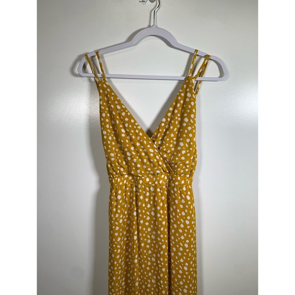 Forever 21 NWT Woven Cutout Long Dress in spotted Mustard Spring Summer - Picture 6 of 15